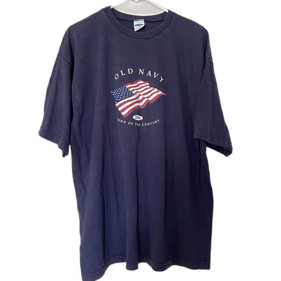 Vintage Y2K Old Navy 2000 Flag Tee – Turn of the Century USA Shirt XXL - Picture 1 of 7